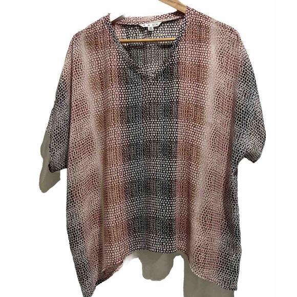 CAbi Tops - CAbi #240 medium Sheer Cover Up Tee Blouse Brown Beige Tan animal print